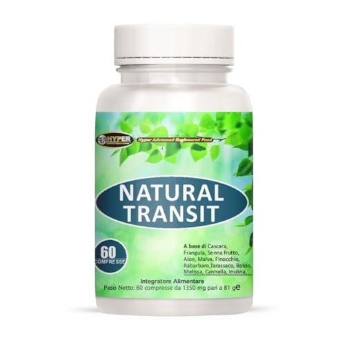 Hyper Natural Transit Lassativo Forte Naturale per Stitichezza - Contrasta Stipsi, Pancia Gonfia e Intestino Pigro | Favorisce la Regolarità Intestinale. 60 Compresse Made in Italy.