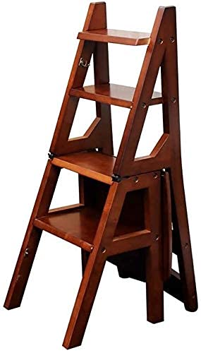 Silla de escalera de madera con taburete escalonado de 4 niveles para cocina y hogar