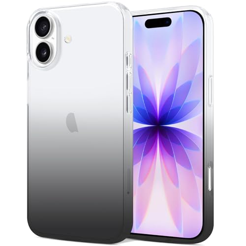 JJGoo Compatible with iPhone 17 Case Clear, Soft Transparent TPU Bumper Cover, Slim Thin Shockproof Phone Case for iPhone 17, Gradient Black