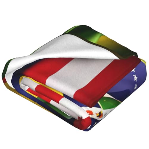 Couverture polaire douce et chaude au design imprimé double drapeau