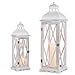 Staymoment Holz Laternen für Draußen Groß: 51/73 cm XXL Laterne weiß Deko Vintage, 2er Set Windlicht Outdoor Kerzenhalter Ohne Glas