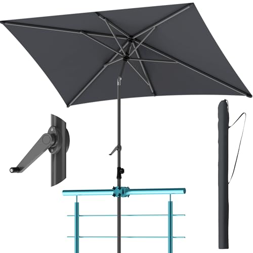 4smile Sonnenschirm Balkon 210x140 cm rechteckig, Anthrazit mit Schutzhülle – UV50+...
