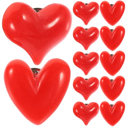 Angoily 12 pines de corazón a granel, pin de solapa de corazón, pequeño broche de resina para ropa de mujer, accesorio de San Valentín, accesorio ligero decorativo para suéter, vestido, bolso, rojo