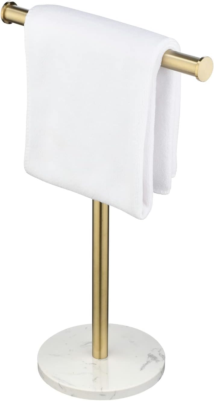 Hand Towel Holder Stand with Marble Base, Single TShape