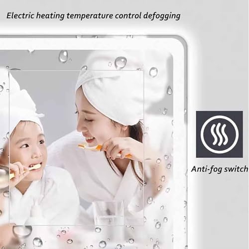 3-Color Dimmable LED Bathroom Mirror, Anti-Fog & Explosion-Proof, Semicircle Frameless Design for Bedroom, Entryway, or Dresser, 24" W x 35" L