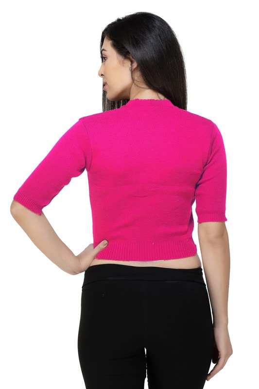 Image of Women Winter Wear V-Neck Half Sleeves Regular Fit Woollen Blouse