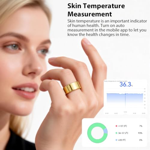 Image of Smart Ring for Women, Health Tracker & 5ATM, COLMI R02. (Gold, 7#) | No Subscription Fee & Skin Temperature, Heart Rate, Blood Oxygen, Sleep Health Monitoring, Sports Tracking, Menstrual Cycle.