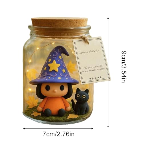 Bocal à figurine d'Halloween sorcière chat chapeau cadeau table salon - 6