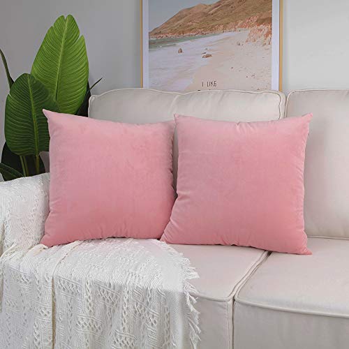 Artcest Set Of 2 Kids Velvet Throw Pillow Cases, 12"X12", Blush, Covers Only #TOP1