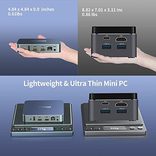 Mini PC Windows 11 Pro, Bkouen 11th Intel N5105(4C/4T, Up to 2.9GHz) Mini Computers, 8GB + 256GB(Support Extended SSD), 4K Dual Display Ultra Thin Small PC Dual WiFi5/BT4.2/USB3.0 Home/Business/Office
