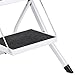 Delxo Portable Collapsible Lightweight Alloy Steel 2 Step Mini Stool Stepladder with Anti Slip Carry Hand Grip and Wide Pedal for Indoor Use, White
