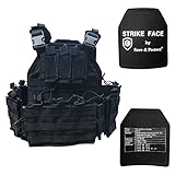 Save & Protect 1x Plattenträger Chest Rig Molle + 2x Strike Face Ballistische SK4 Platte NIJ IV aus SIC Keramik + PE - Ballistischer Schutz gegen AK47, G3, G36
