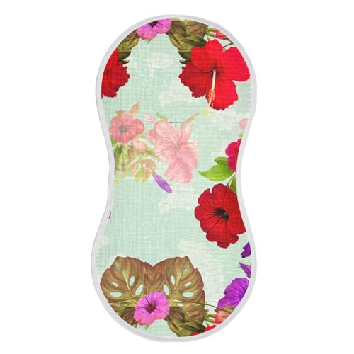 Hibiscus Morningglories Green Burp Cloths for Babies Burp Rag Cotton Spit Up Rag for Babies Girls Infants2
