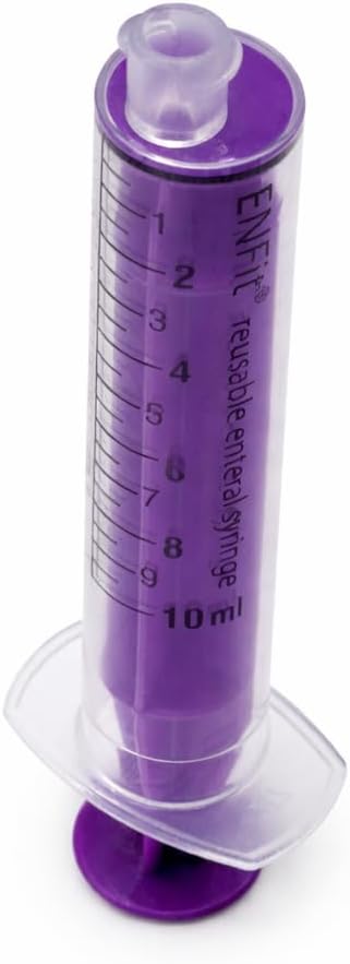 ENFit® Reusable Sterile Syringe with O-Ring - 10ml (10-pack, Individually Packaged, Purple Plunger, DEHP/Latex Free)