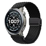 [VanHooc] 22mm 時計バンド for Amazfit Balance/Balance 2/Bip 6/Bip 5/Pop 3S ナイロン 交換用ベルト ブレイデッド 編組ベルト 伸縮性 マグネット バックル 通気性 頑丈 磁気バックル 無段階調整 ソフト スポーツバンド メンズ レディース for Amazfit GTR 4 - ブラック