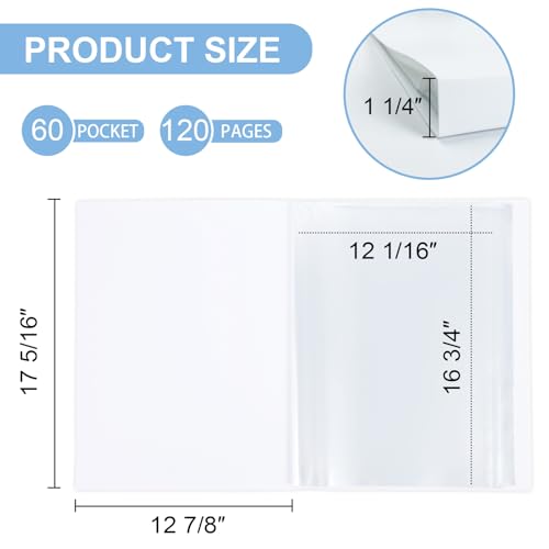 JJRING 12x16 Art Portfolio Folder with Clear Sheet Protectors, 2Pack 60-Pocket Portfolio Binder for Diamond Paintings, Presentation Book for Artwork and Document Organizer, White - Thumbnail 2