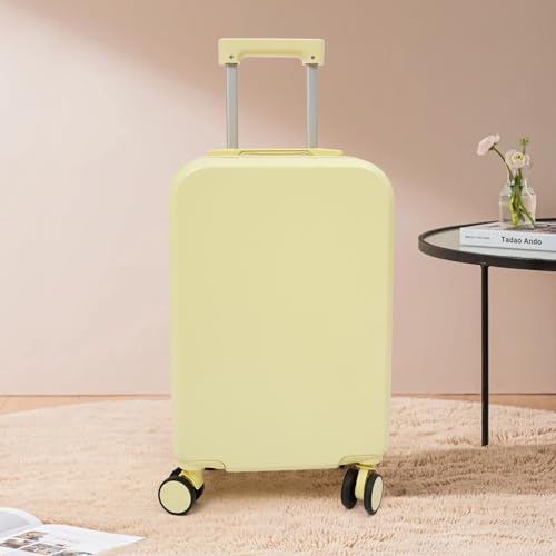 20 Inch Carry On Luggage, Light Yellow Travel Essentials Luggage Suitcase with Foldable Cup Holder, USB Charger Port, for Business Trips, Vacations, Exchange Visits, Academic Conferences3