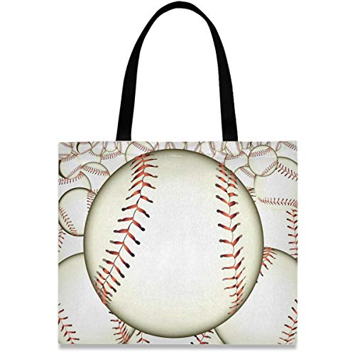 visesunny Women's Large Canvas Tote Shoulder Bag Baseball Top Storage Handle Shopping Bag Casual Reusable Tote Bag for Beach,Travel,Groceries,Books
