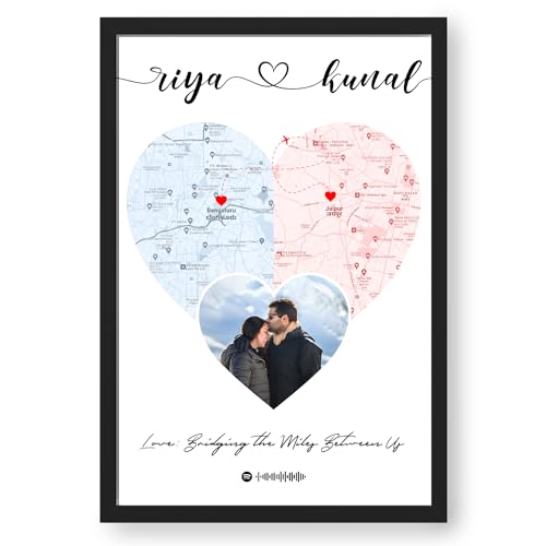 Image of Ritwika's Personalized Picture Frame - Customize Your Photo, Name, Message, Place And Song | For Couples and Friends | In Two Size 9.5 x 13.5 and 13.5 x 19.5 Inch, Set of 1
