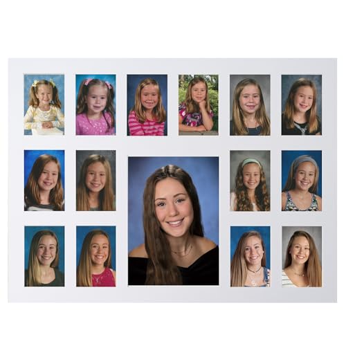 Image of 12x16 School Days Picture Mat with Multiple OpeningsSchool Years Photo Collage The Days Are Long Picture Mat No Frame - 2 Pre-School & Kindergarten to 12th Grade (15 Photos, 2PreK-12th, White)
