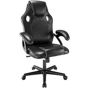 Play haha.Gaming chair Office Desk Swivel chair Computer Work chair Ergonomic Racing chair Leather PC gaming chair (Black)