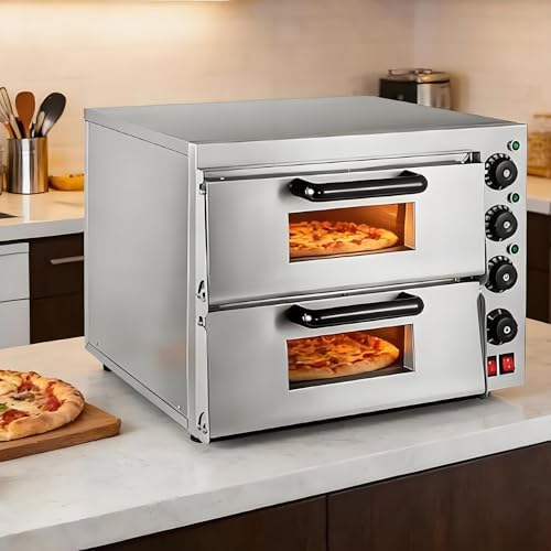 Pizza Oven, Portable Countertop Oven, Stainless Steel Mini Baker for Bread, Pastries, and Chicken, Double Layer Toaster Oven