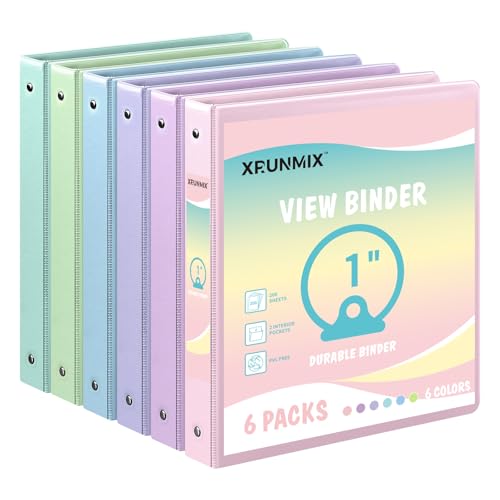 1-inch 3-ring binder with pockets basic binders 13939 pastel color binders holds letter size 853939 x 113939200 sheet capacity bundle 6 pack for back to school 1-inch