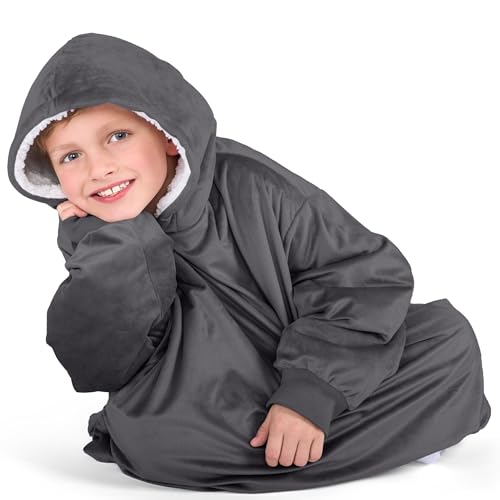 Image of Bare Home Wearable Blanket Hoodie - Soft Plush Sherpa - Warm and Cozy - Oversized Wearable Blanket
