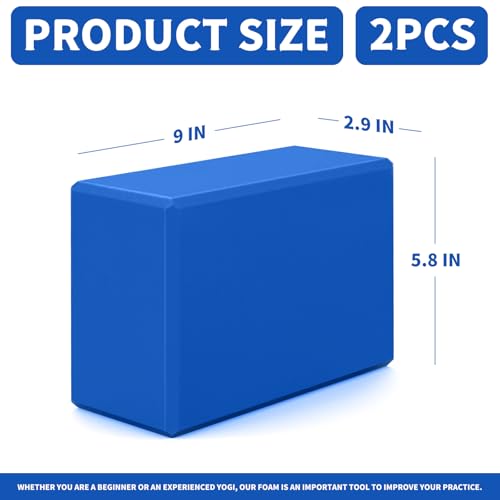 Image of Yoga Blocks 2 Pack, 9x6x3in Pilates Block, Non-Slip Foam Brick for Exercise