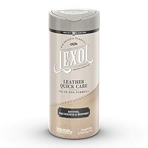 Lexol All Leather Quick Care All-in-One Formula, Best Leather Cleaner and Conditioner, for Use on Leather Apparel, Furniture, Auto Interiors, Shoes, Bags, 28-Count Sheet Wipes,E301500100 , white