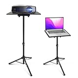PYLE Laptop & Projector Stand, Tripod Stand With Adjustable Height 28'-50', Portable DJ Equipment Mount, Angle Adjustable Tray, Lightweight Metal Construction, Stage, Studio, Musicians & Performers