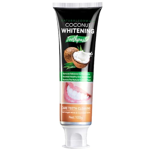 KOAHDE Pasta de Dientes con Aceite de Coco para Blanquear,Natural Pasta Dientes Coco,Pasta de Dientes Blanqueadora de Cocos,Pasta De Dientes De Carbón Activado,Pasta de Dientes Blanqueadora