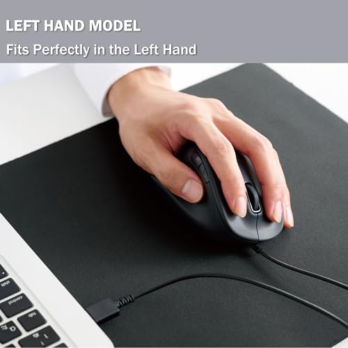 Ratón ergonómico para mano izquierda con cable USB y sensor óptico de 2000 DPI ELECOM 2