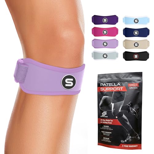 Image of Sleeve Stars Swedish Brand Patellar Tendon Support Strap for Women & Men Effective Osgood Schlatter Knee Brace Youth & Kids Knee Brace with 3 Adjustable Length fits 12 inch-24 inch (Pair /Light Purple /Adult)