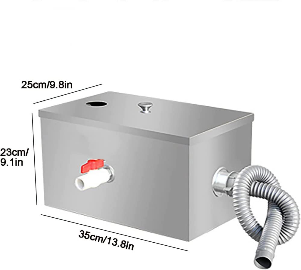 ELSHY Kommerziell Fettabscheider Edelstahl Grease Trap Fettseparator Interceptor, Abwasser Ölabscheider Für Hotelrestaurants, Buffets Und Snackbars,für Restaurant, Fabrik-35x25x23cm