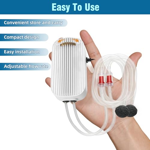 Image of Quiet Aquarium Air Pump 9W Fish Tank Oxygen Aerator Pump with Air Stone Airline Tubing Check Valve Aquarium Bubbler for 160-300 Gallon Fish Tanks