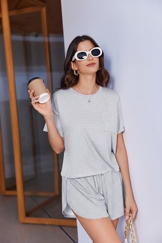 Image of Ekouaer Womens Pajama Sets Sexy Lounge Sets Side Split Short Pj Sets Cute Pjs 2 Piece Comfy Sleepwear Loungewear