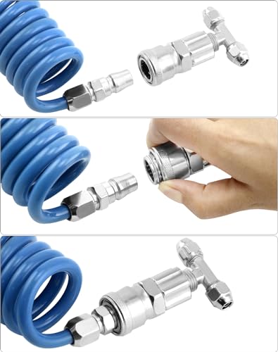 QWORK Air Blow Gun Kit, 2 Sets of Heavy Duty Air Duster Blow Gun Dust Cleaner with 16' (5m) Long Coil, Air Seat Blow Gun Fits 1/4"(6mm) air Hose for Trucks, Semi Trailers or Tractors by QWORK - Used condition - Image 4
