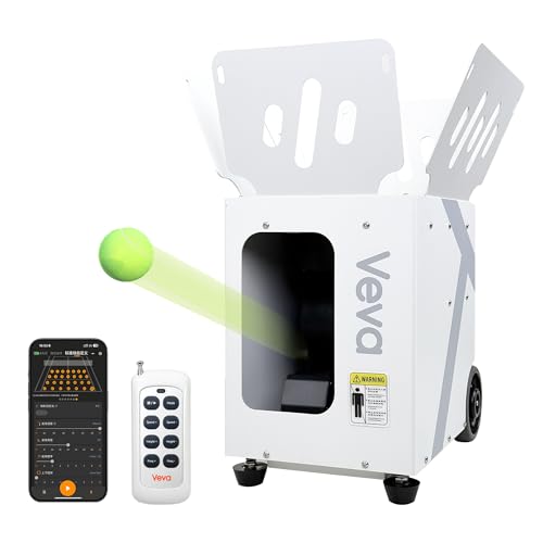 Veva V2, Upgraded Portable Tennis Ball Machine - 68MPH High Speed, Smart OTA Upgrades, 120-Ball Capacity - Advanced Spin & Feed Correction, 4-8H Playtime - App & Remote Control for All Levels