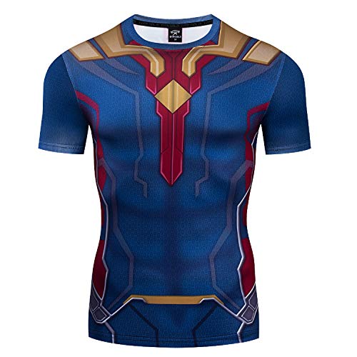 Vision T-Shirt Casual and Sports Compression Shirt (XXX-Large, Short-Blue)