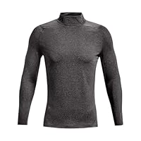 Under Armour Men's ColdGear Armour Fitted Mock, Charcoal Light Heather (020)/Black, Large