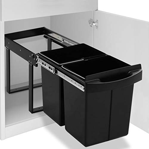 vidaXL Cubo de Basura de Cocina Extraíble Reciclaje Cierre Suave Papelera Contenedor...