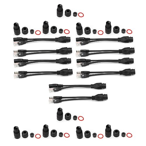 5 pares adaptador divisor Ethernet POE, inyector POE DC 12V para cámara IP, compatible IEEE802.3af con cable Cat5/5e/6 soporta transmisión hasta 50m (negro) miniatura 1