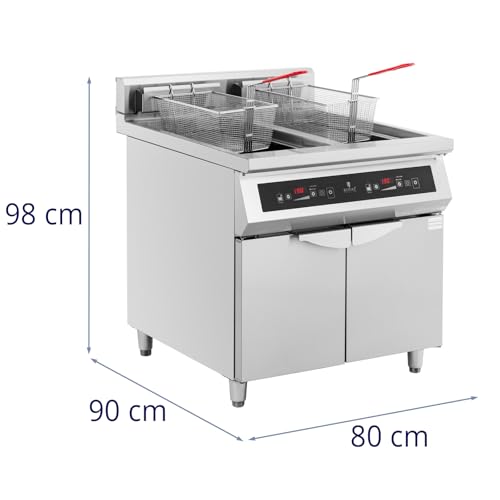 Royal Catering Induktionsfritteuse 60 l Ölkapazität 20 000 W LED + Timer Doppelfritteuse Gastro-Fritteuse Fettbackgerät – Bild 7