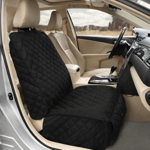 Bark Lover Deluxe Dog Seat Cover for Front Seat-More Durable Waterproof Front Seat Protector High Heat Resistant and Nonslip Front Seat Cover for Dogs Kids Universal Size (Black 1 Pack)