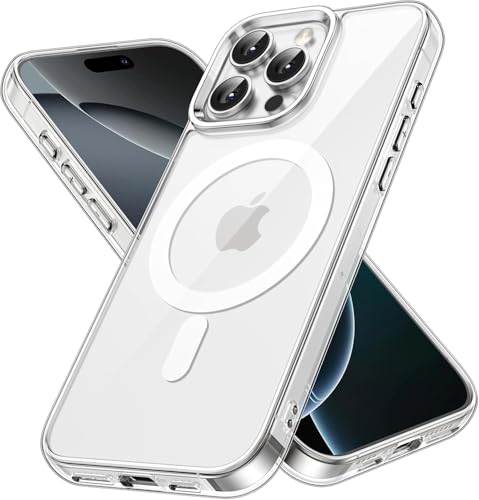 Image of JGD Magnetic Case for iPhone 16 Pro 6.3-Inch Compatible with MagSafe, Shockproof Phone Bumper Cover, Anti-Scratch Clear Back (Clear)