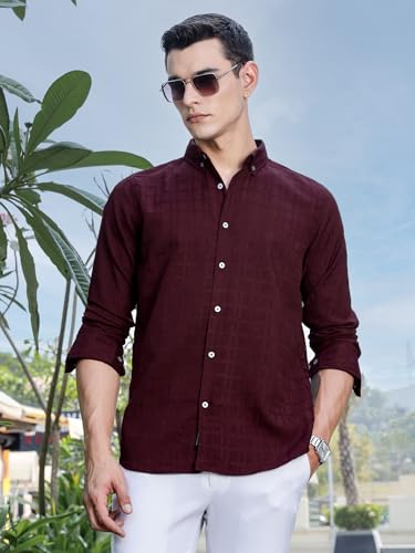 Image of Thomas Scott Men's | Solid | Long Sleeve | Polyster Blend | Casual | Button Down Collar | Shirts for Men