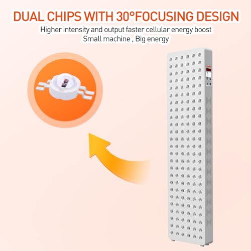 Image of Red Light Therapy Panel for Full Body 200W 5 Wavement 150 Dual Chip LEDs 630+660+810+830+850nm Red and Near Infrared Lamp Therapy Device with Timer & Stand Pain Relief Face Skin Health Sleep