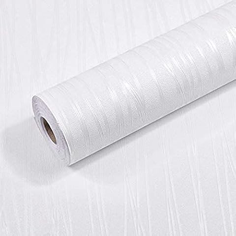 White Stripe Self Adhesive Wallpaper Modern Geometric Textured Wallpaper Waterproof Self Adhesive Vinyl Film Decorative Wall Covering Furniture Stickers Drawer and Shelf Liner Stick Paper (40X600cm) Cover