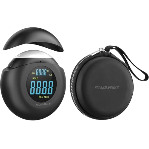 Light Meter Digital Illuminance Meter Handheld Ambient Measurer with 360° Detector, Measurer with Range up to 200,000 lux with LCD Display, Light Meter for Factories, Warehouses, Offices